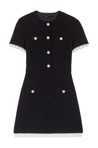 Maje Short Tweed Dress with Trim