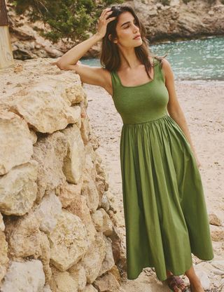 Green Colorado Skater Midi Dress