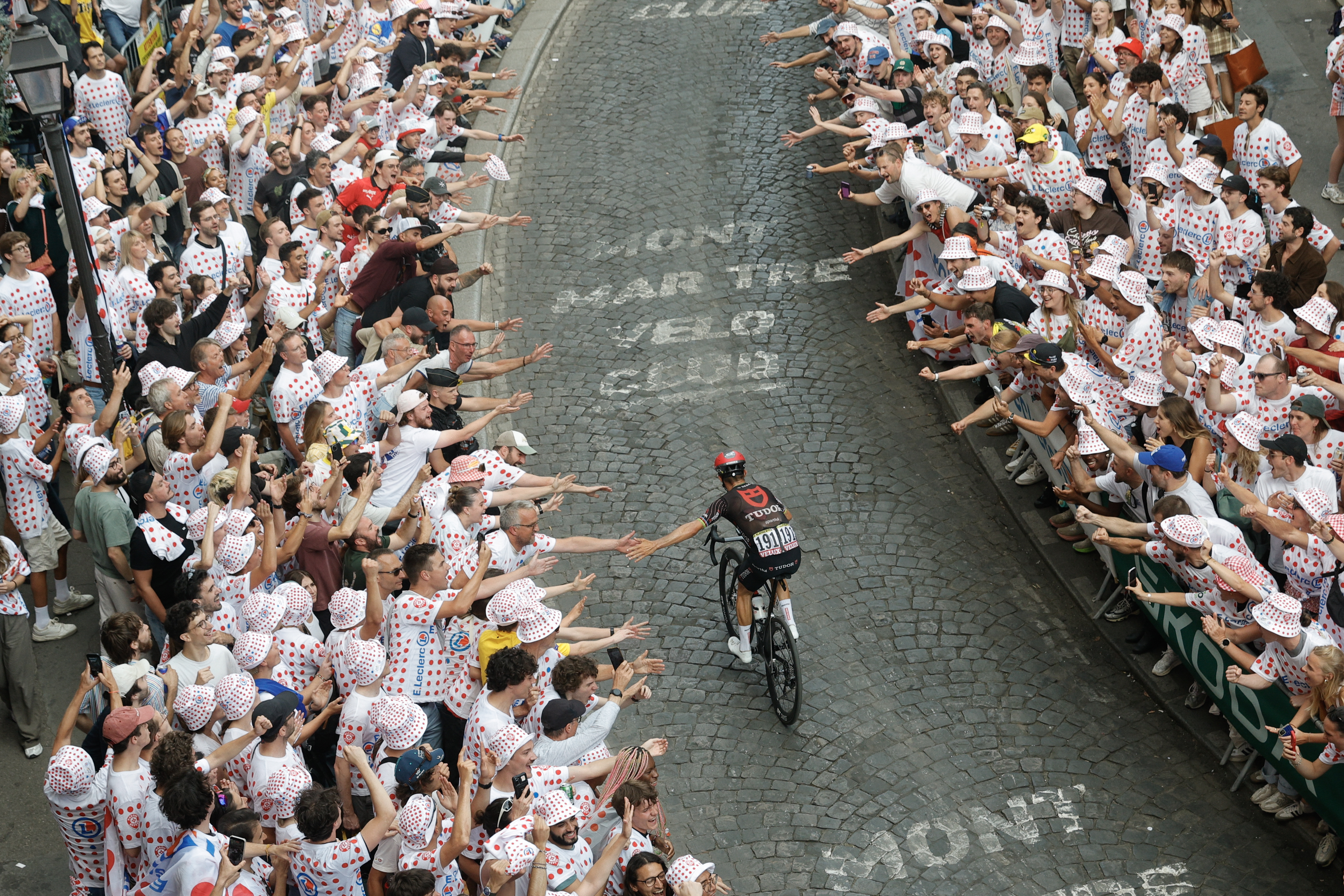 Julian Alaphilippe on the Montmartre climb at the Tour de France