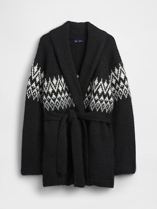 Wool-Blend Fair Isle Shawl Cardigan