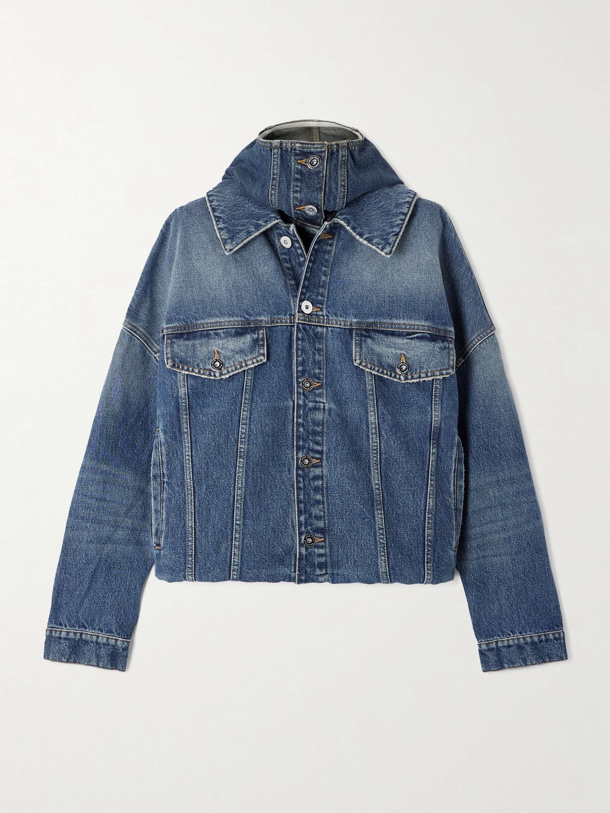 Oversized Layered Denim Hooded Jacket