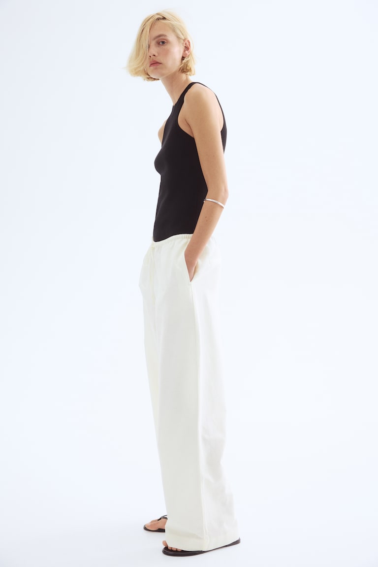 Straight Linen-Blend Trousers