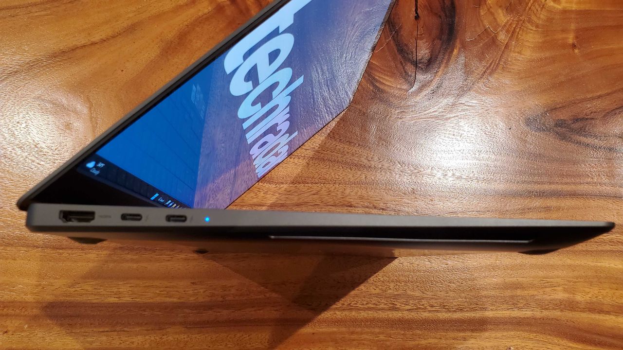 black Ultrabook on side and techradar logo displayed