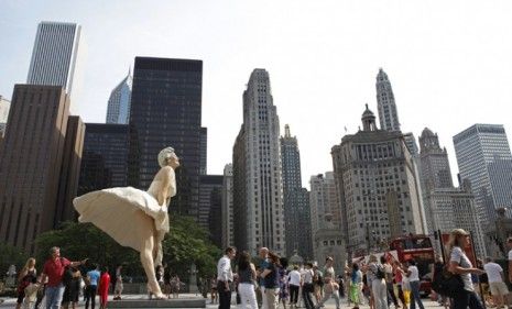 A 26-foot tall statue of Marilyn Monroe, by artist J. Seward Johnson, is based on a scene from the movie &amp;quot;Seven Year Itch,&amp;quot; and will be on display in Chicago until next spring.