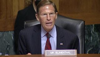 Screengrab of Sen. Richard Blumenthal during tech hearing