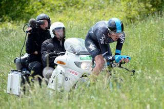 TV camera on Chris Froome