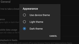 YouTube dark mode