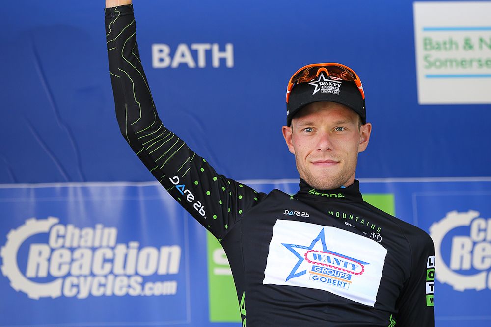 Xandro Meurisse in the Tour of Britain climber's jersey after stage 5
