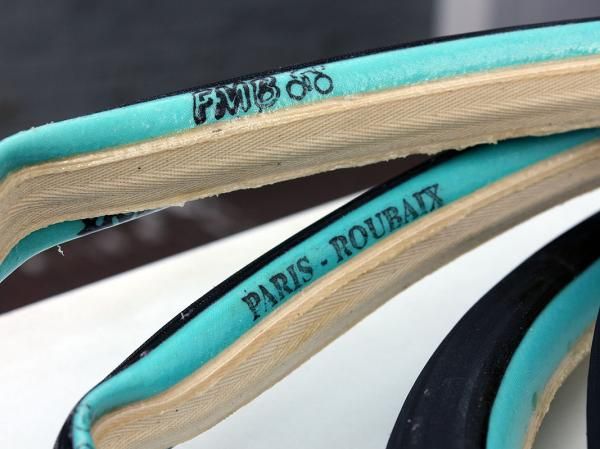 The ridged base tape on these FMB Paris-Roubaix Pro tubulars make them easier to mount and center.