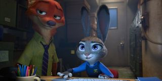 Jason Bateman as Nick Wilde and Ginnifer Goodwin as Judy Hopps in Zootopia