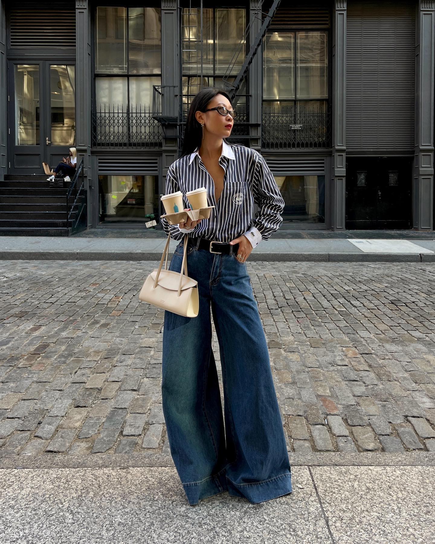 Influencer wears palazzo jeans