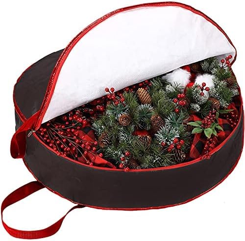 Ram&amp;reg; Christmas Wreath Storage Bag Durable Zipped 30 Inch Wreath Bag Storage Bag