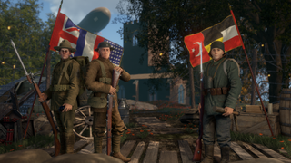 Image of soldiers from Holdfast: Frontlines standing together. It is world war 1.