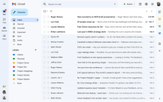 New look Gmail UI with new Chat, Spaces and Meet icons 