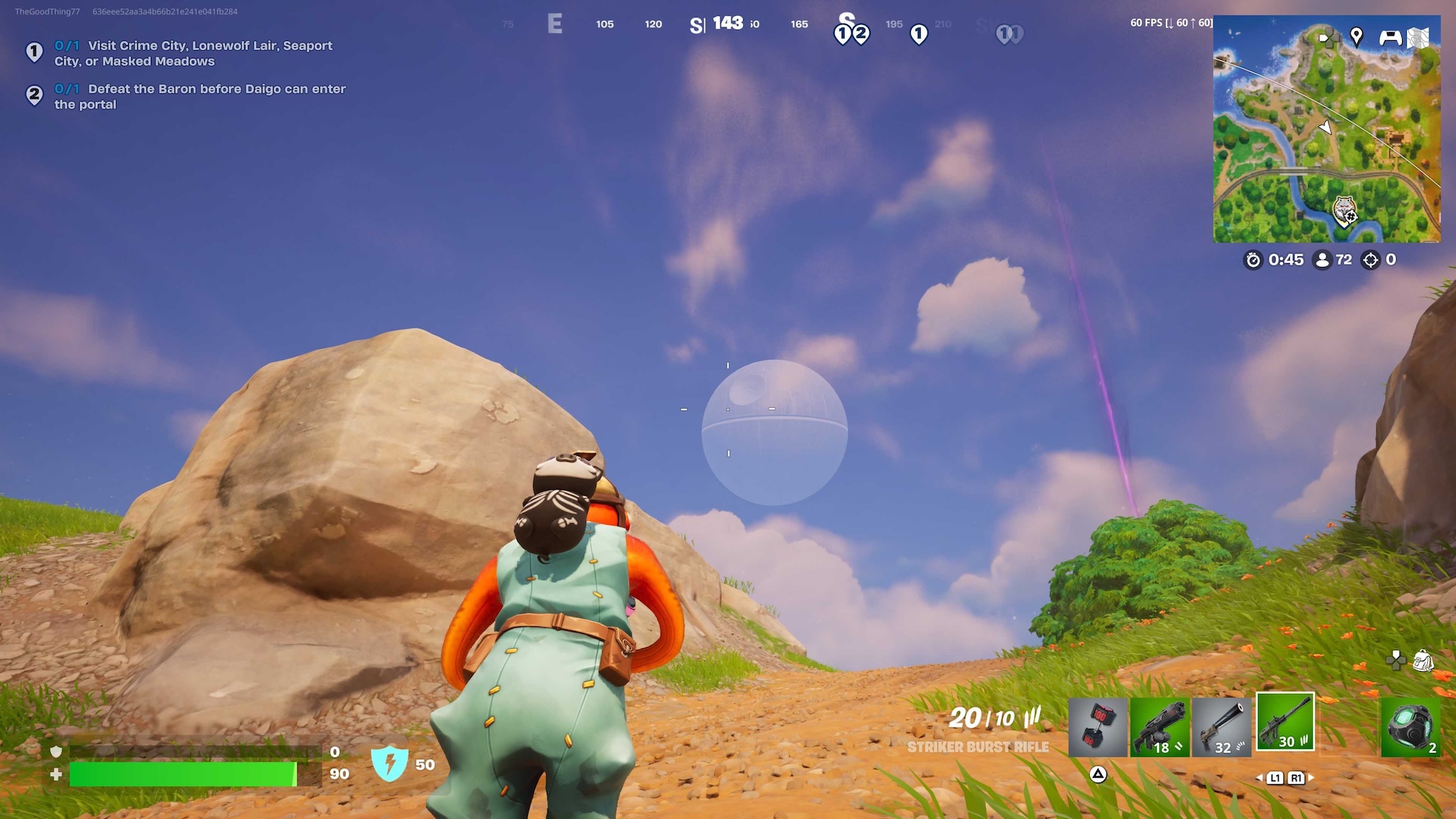 Fishstick looks up at a Death Star in the distance