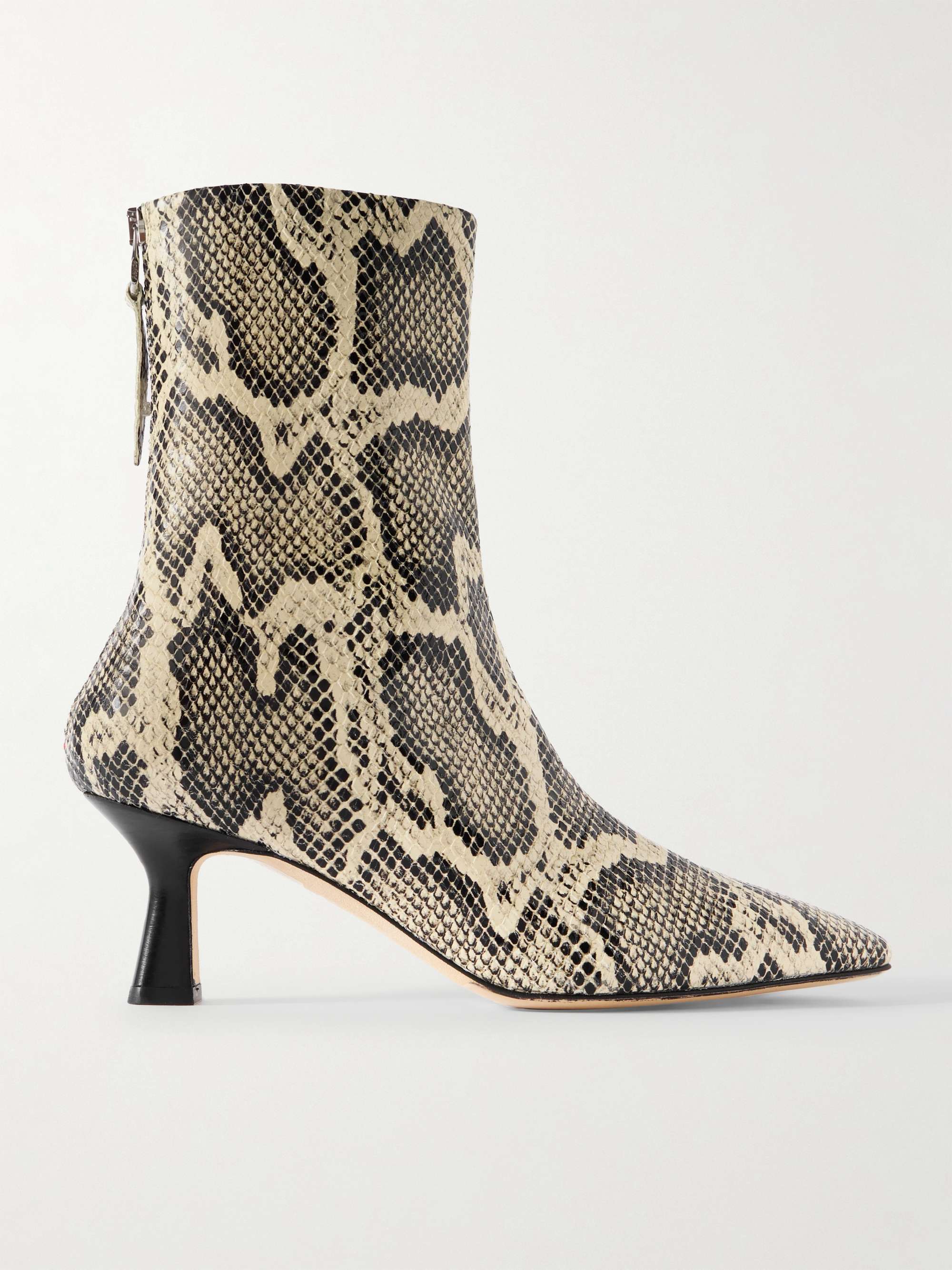 Elina Snake-Effect Leather Ankle Boots