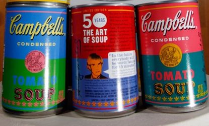 Campbell's soup has created 1.2 million Andy Warhol inspired cans of their classic tomato soup, in honor of the 50 year anniversary of his iconic painting "32 Campbell's Soup Cans".