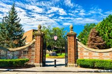 entrance gate to Harvard University in Boston Massachusetts