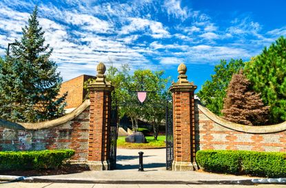 entrance gate to Harvard University in Boston Massachusetts