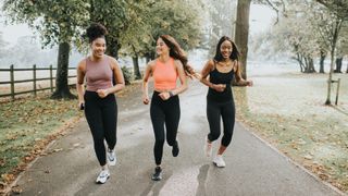 Three young women enjoying the benefits of running together