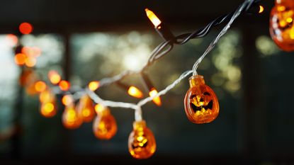 Painted pumpkin decorations and lanterns