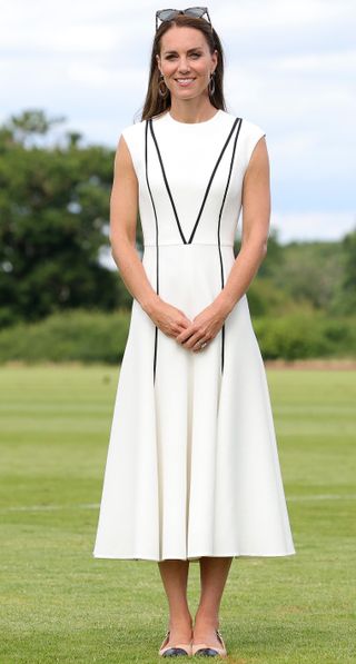 Catherine, Duchess of Cambridge attends the Royal Charity Polo Cup 2022 at Guards Polo Club