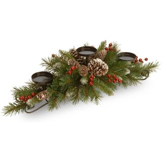 A National Tree Company Artificial Christmas Centerpiece with candleholders