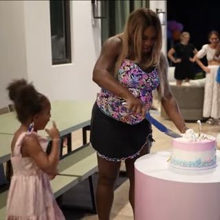 Serena Williams at her baby shower/gender reveal party