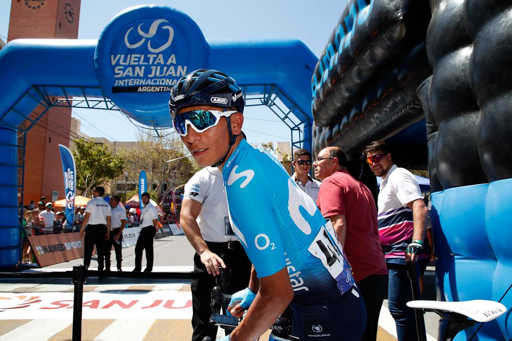 Nairo Quintana (Movistar) before the start of stage 1 in San Juan