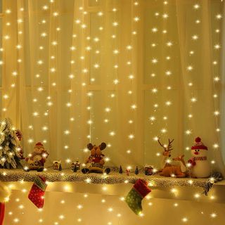 Christmas Lights Indoor Decoration, Curtain String Lights Backdrop