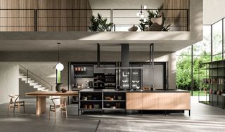 a rendering of a modern kitchen in a bright architectural home