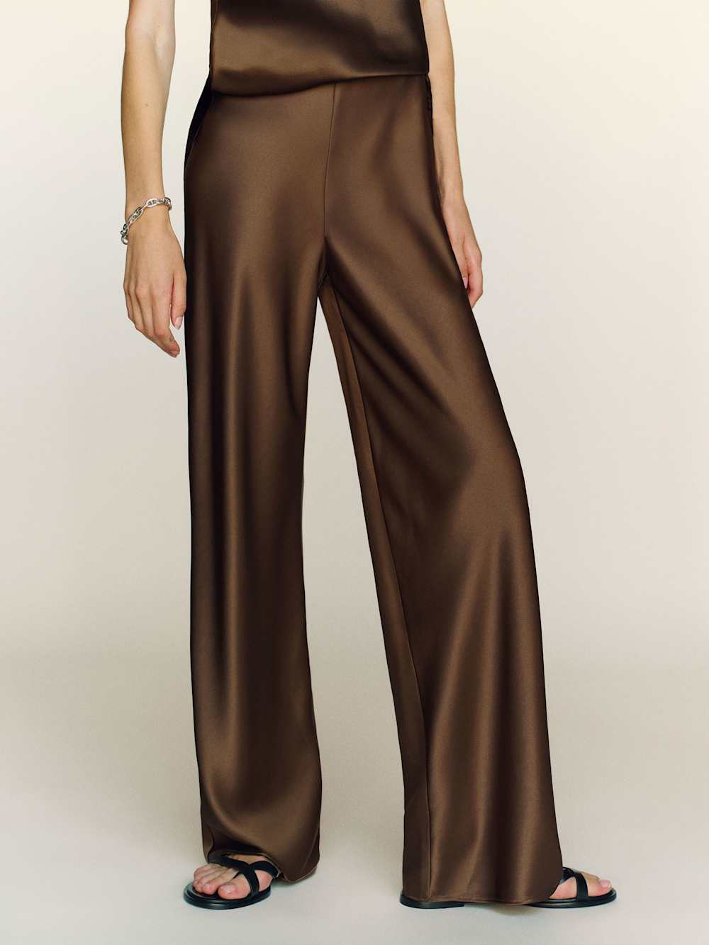 Gale Satin Mid Rise Long Pant