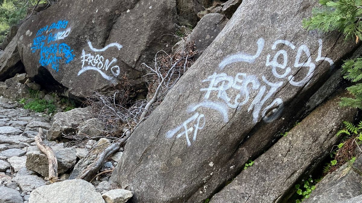 Graffiti on rocks at Yosemite National Park