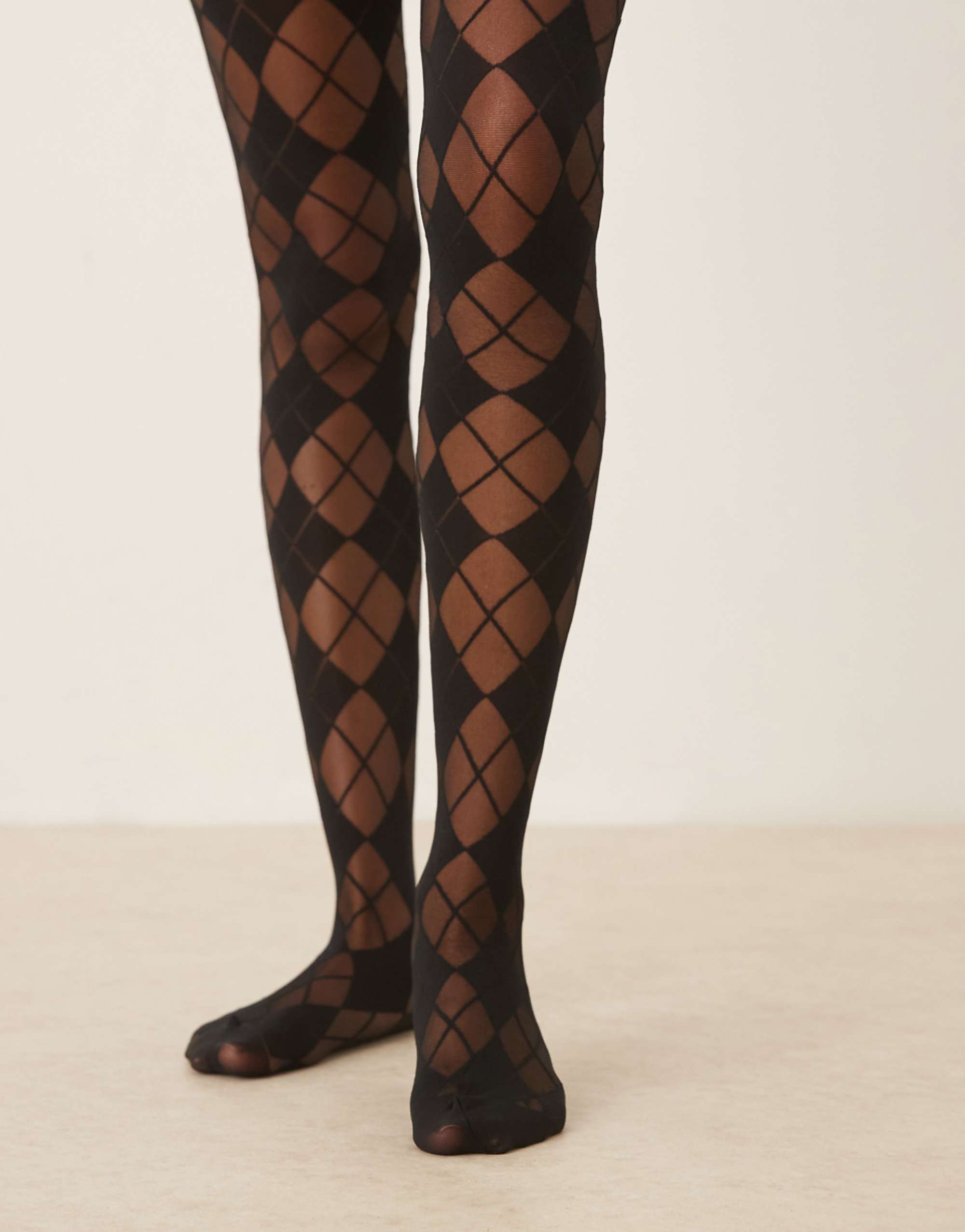 Asos Design Argyle Check Tights in Black