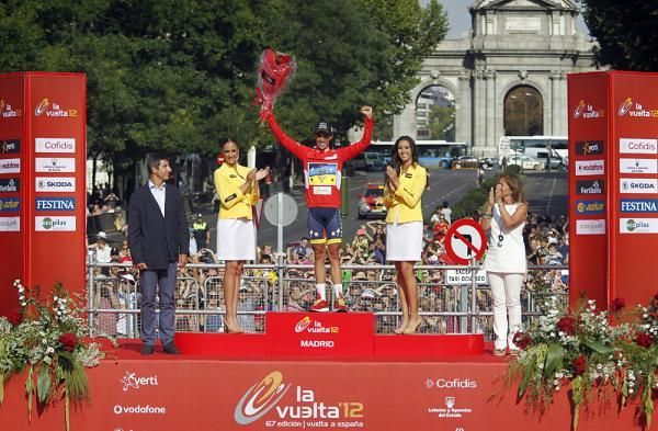 Alberto Contador (Saxo Bank) atop the 2012 Vuelta a Espana podium