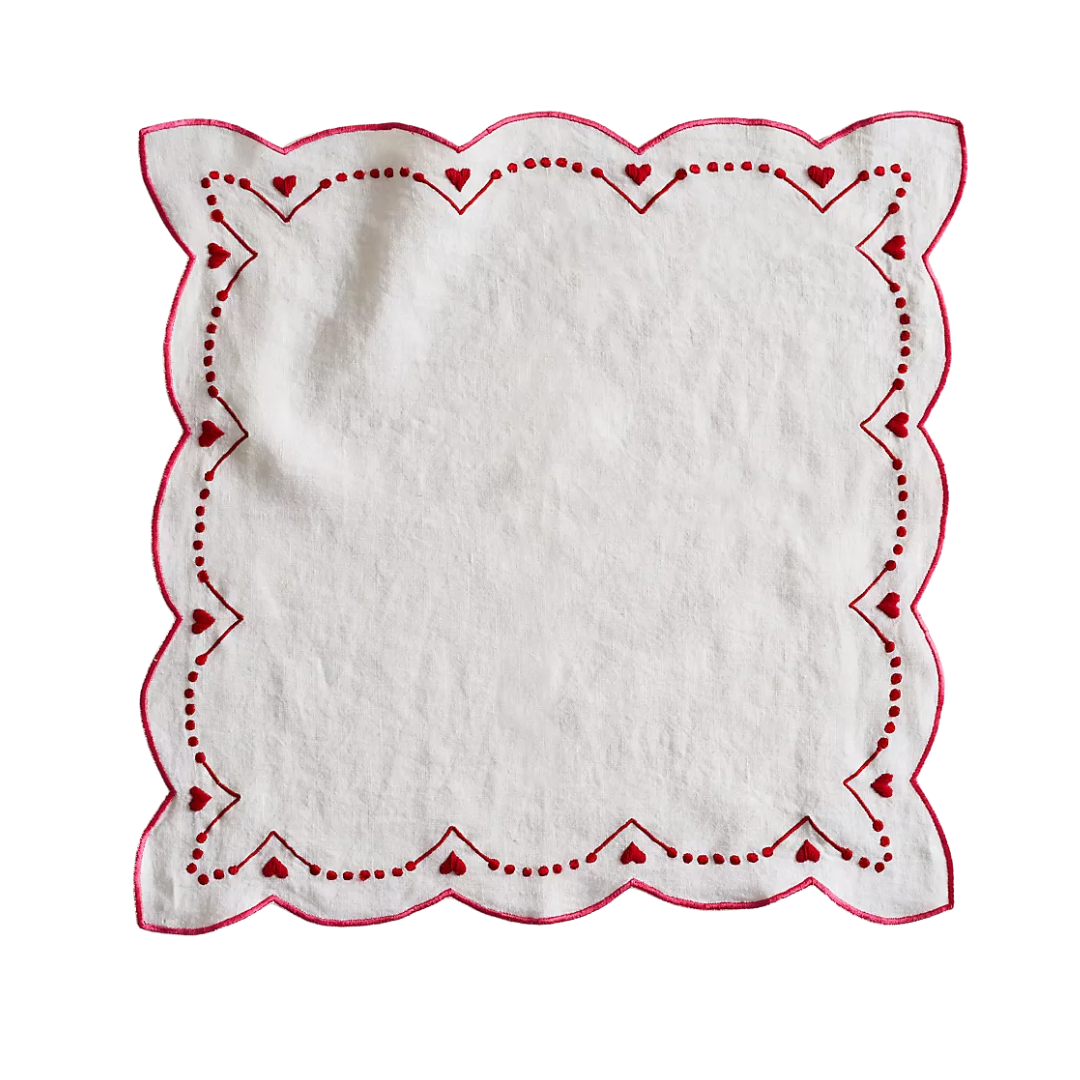 Terrain, Embroidered Heart Napkins, Set of 2