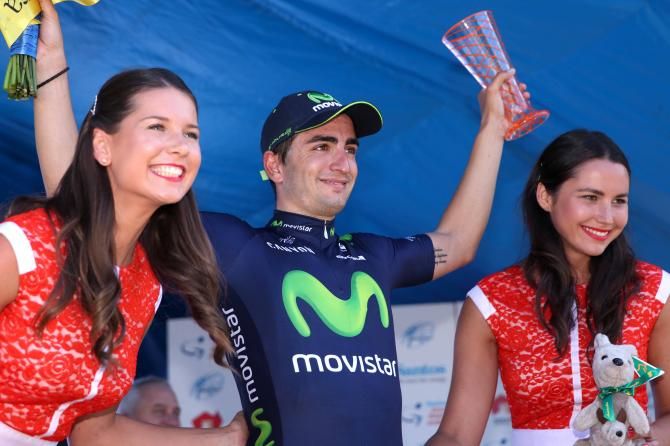 Juan Jose Lobato (Movistar) on the podium as stage winner