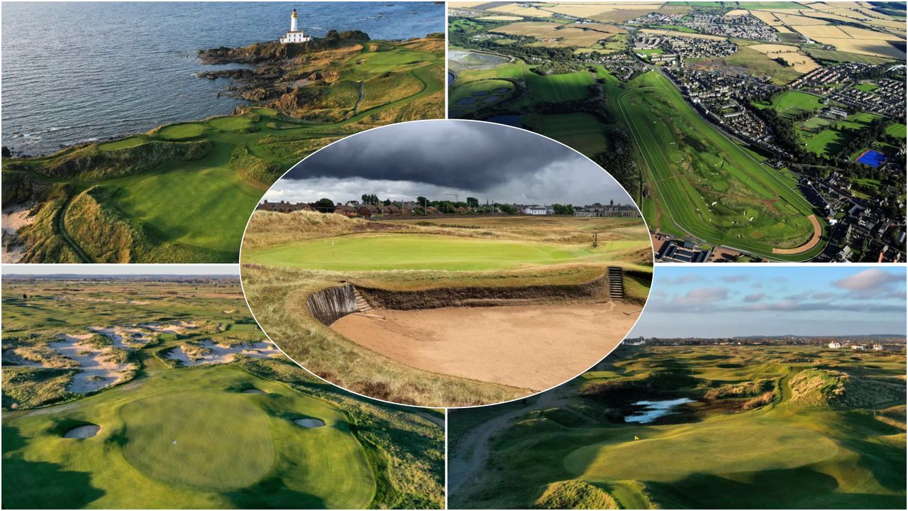 Five golf courses in a montage