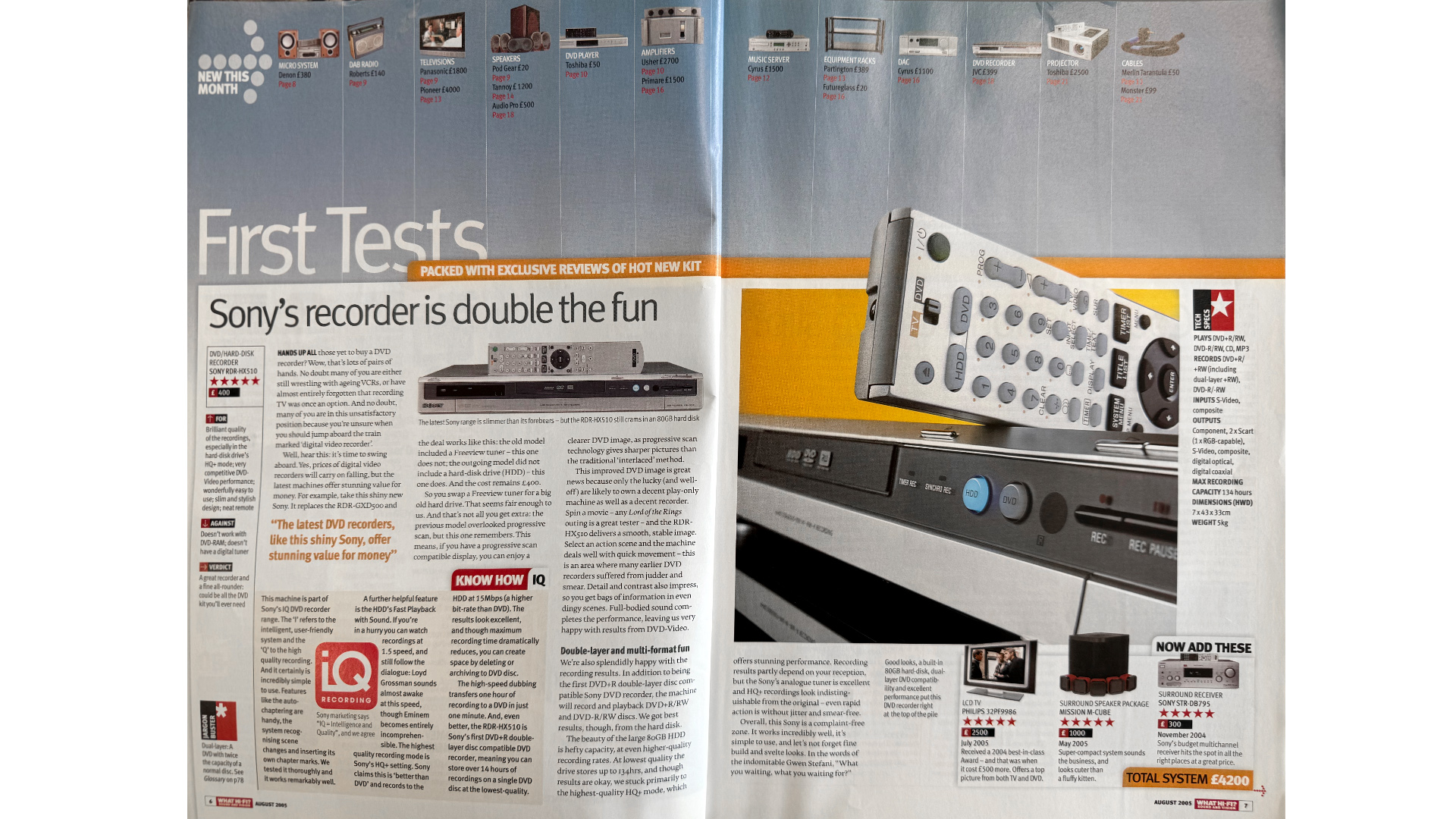 What Hi-Fi? August 2005 lead First Test – Sony DVD recorder