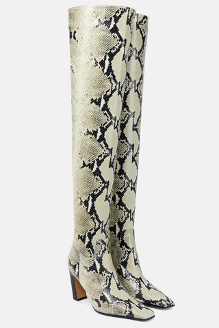 Khaite Snake-Effect Leather Knee-High Boots