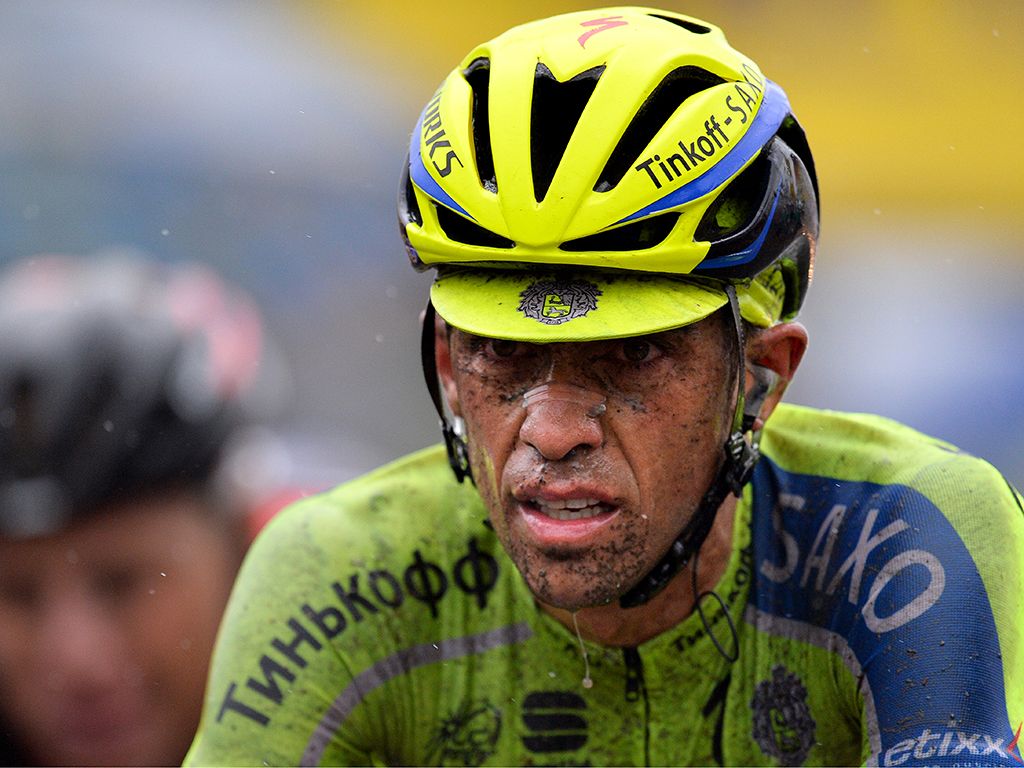 Contador struggled in the wet conditions of the race