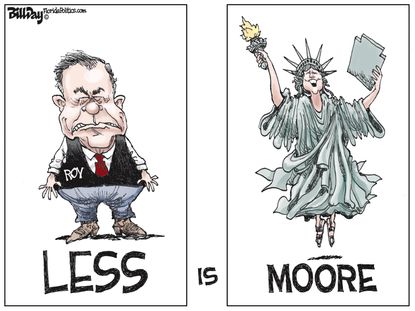 Political cartoon U.S. Roy Moore election loss Lady Liberty