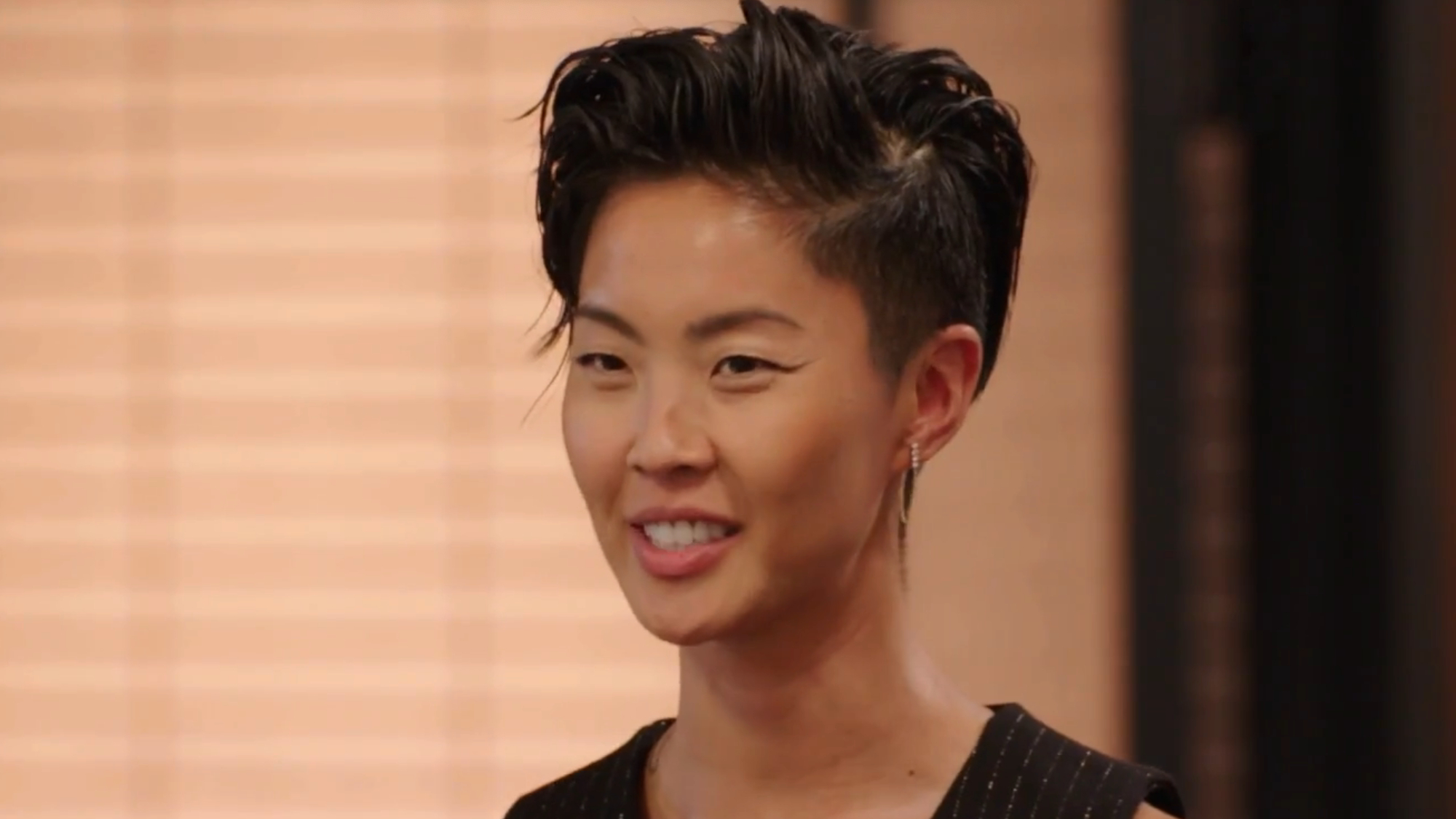 Kristen Kish tells the contestants they're going to draw knives during a Quickfire on Top Chef.