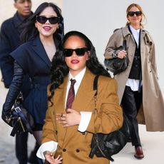 Jenna Ortega, Rihanna, and Blanca Miro wearing the Dior D Journey bag in street style