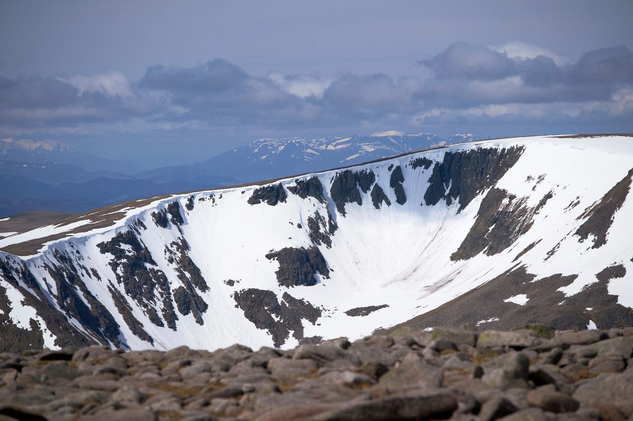 The summit of Braeriach and Garbh Coire in the Cairngorms, Scottish Highlands.