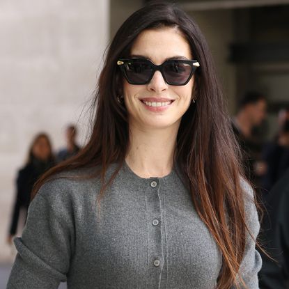 Anne Hathaway wore the pencil skirt trend on The Devil Wears Prada 2 press tour in London