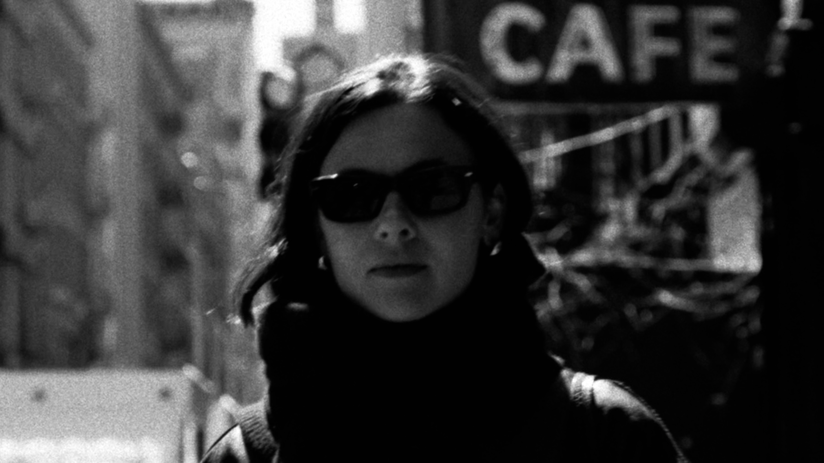 Designer Sophie Lou Jacobsen in a black and white video still, in New York City, for the Wallpaper* New York City Travel Guide