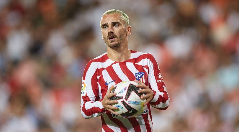 Antoine Griezmann in action for Atletico Madrid against Valencia.