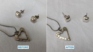 Cleaning silver jewelry with aluminum foil