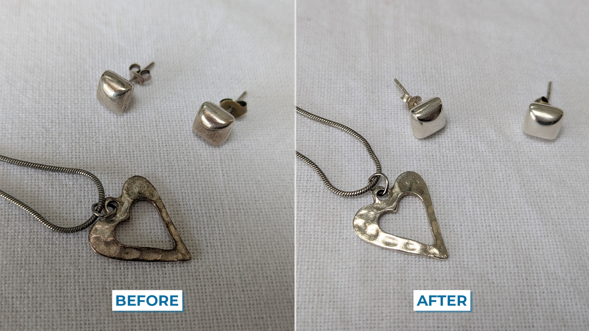 Cleaning silver jewelry with aluminum foil